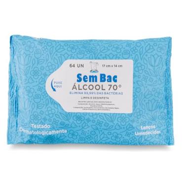 Imagem de Lenço Umedecido com Álcool 70% - 64 Unidades - SEMBAC - Higienização Prática e Eficiente para Mãos e Superfícies