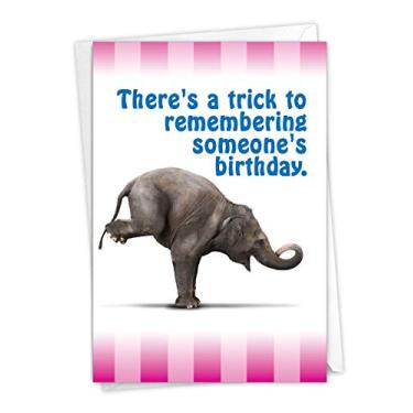 Imagem de NobleWorks - Cartão engraçado de feliz aniversário atrasado com envelope - Cartão de felicitações de parabéns, diversão de aniversário - Trick to Remembering C6353BDG