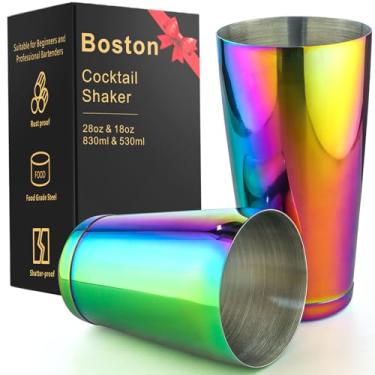 Imagem de Coqueteleira de aço inoxidável – Conjunto de coqueteleiras de 2 peças de 510 g e 800 ml Boston Cocktail Shaker Bar Shaker Bar Shakers para barman - Deslumbrante