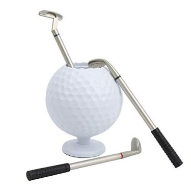 Imagem de Suporte para Caneta de Golfe, Conjunto de Suporte para Caneta de Mini Bola de Golfe, Com 3 Canetas Coloridas Lembrança de Golfe de Plástico Exclusiva Lembrança de Golfe de