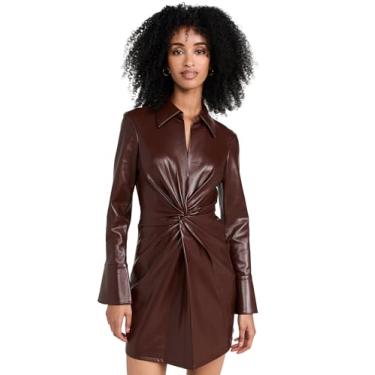 Imagem de Cinq à Sept Vestido McKenna de couro vegano feminino, Tabaco, 48