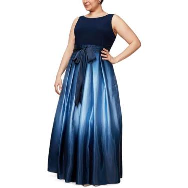 Imagem de S.L. Fashions Vestido de festa feminino plus size longo de cetim sem mangas com bolsos, Azul-marinho/Wedgewood, 25 Plus Size