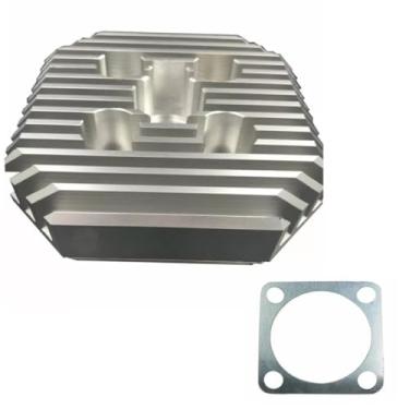 Imagem de CDHPOWER Cabeça de cilindro 66cc/80cc/PK80 cabeça de corrida de alto desempenho (tipo quadrado/prata) com junta de cabeça para motor a gás de 2 tempos 66cc/80cc/PK80