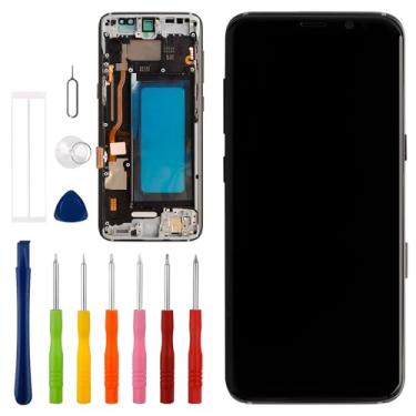 Imagem de [Versão dos EUA] [com moldura] Conjunto de digitalizador de tela sensível ao toque LCD Vvsialeek para Galaxy S8 [5,8 polegadas] SM-G950U, SM-G950V, SM-G950F, SC-02J com kit de ferramentas de reparo