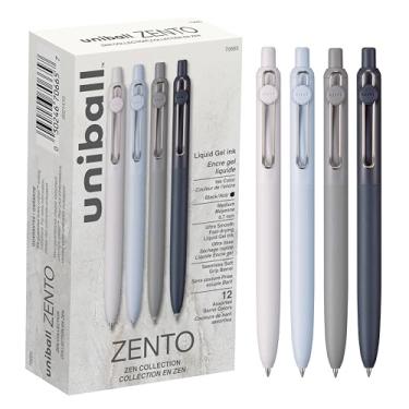 Imagem de Canetas esferográficas Uniball Zento de tinta gel, 12 canetas pretas de ponta média lisa, canetas coloridas japonesas, cores zen