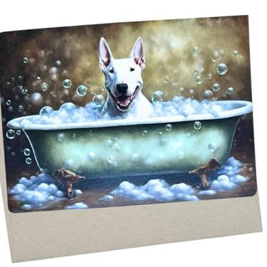 Imagem de Whitman and Daughter Cartão de banho Bull Terrier (1 cartão premium, 13 x 17 cm) cartão de banho bolha de cachorro em branco para todas as ocasiões, como aniversário, obrigado ou pensando em você -