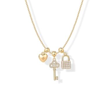 Imagem de PAVOI Colares femininos com pingente extravagante banhado a ouro 14 K - Corrente deslizante ajustável, pacote de pingentes delicados - Conjunto de pingentes de pérolas de zircônia cúbica