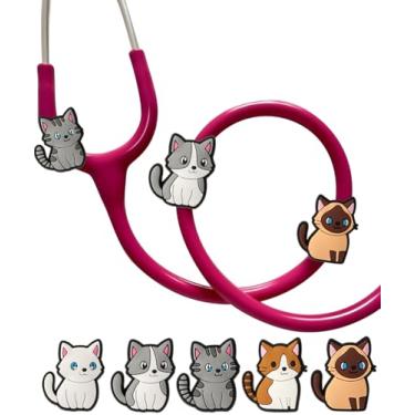 Imagem de Plifal Etiqueta de pingente de estetoscópio para enfermeira - 5 peças de etiqueta de pingente de estetoscópio fofo acessórios personalizados para MDF Littmann vários estilos, presente para enfermeiras