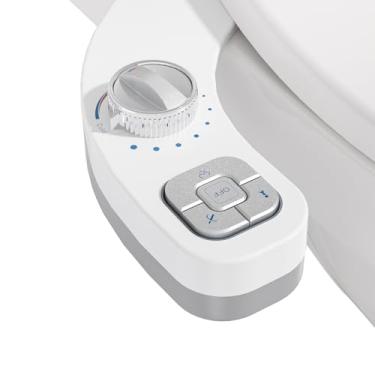 Imagem de Clirass Acessório de bidê de água quente e fria não elétrico para assento de vaso sanitário, autolimpante, bocal duplo (lavagem frontal e traseira), pressão de água ajustável (prata)