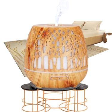 Imagem de Umidificador e Difusor de Aromas Bluetooth Cor Madeira Bivolt 400ml Ar