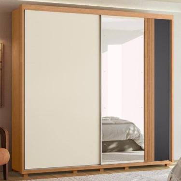 Imagem de Roupeiro Espelho Sol Freijo Off White Titanium - Mais de Casa