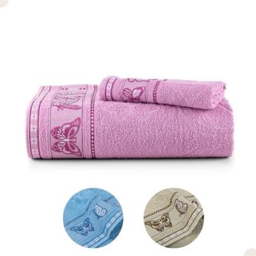 Imagem de Jogo de Toalha 2 Peças Banho e Rosto Banheiro Casa Decoração - Velatex