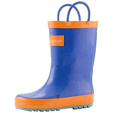 Imagem de OAKI Botas de chuva infantis - Botas de chuva infantis perfeitas para qualquer clima - Botas de chuva de borracha durável para bebês mantêm os pezinhos secos, leves à prova d'água com alça fácil de