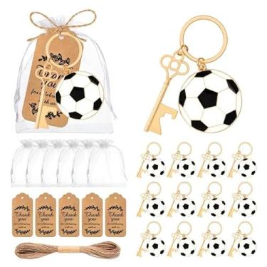Imagem de Pacote com 24 chaveiros abridores de garrafas de futebol bola esportiva abridor de garrafas lembranças para convidados, lembrancinhas de festa de futebol com sacos de presente e cartão de