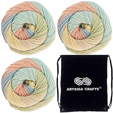 Imagem de Plymouth Yarn Para bolos quentes de tricô pastel Mix 0005, 3 novelos (mesmo Dyelot, 600 g, 1200 jardas), peso penteado nº 4, mistura 75% acrílico/25% lã, com bolsa de projeto