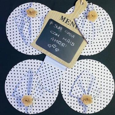 Imagem de Kit Mesa Posta Poá  : 4 Sousplat Completos + 4 Guardanapos + 4 Porta G