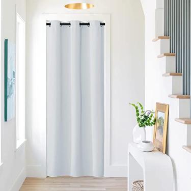 Imagem de NICETOWN Cortina de porta de 203 cm de comprimento, escurecimento da sala, privacidade, cortina com isolamento térmico fácil de deslizar para porta de armário de quarto, L 106 x C 203 cm, branco nuvem