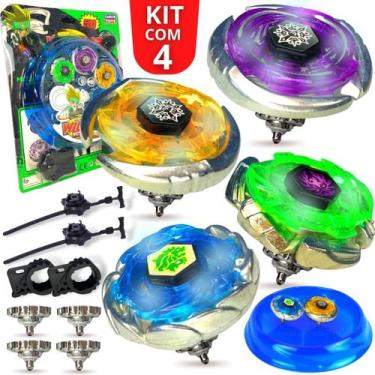 Imagem de Kit 4 Beyblade De Ferro + 2 Lancadores + Arena De Batalha - Europio