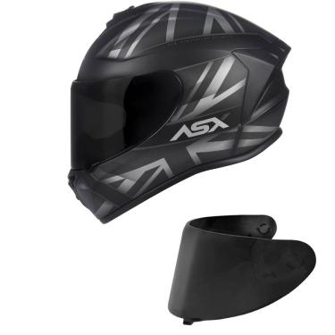 Imagem de Capacete ASX Draken UK Preto e Cinza Fosco Mais Viseira Fumê