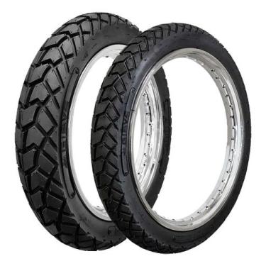 Imagem de Par Pneu Gibys 110/90-17 Traseiro 90/90-19 Dianteiro Para Moto Bros 12