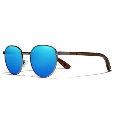 Imagem de Óculos de sol Polarizado Artesanal Madeira Nogueira Óculos de Sol Redo