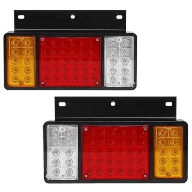 Imagem de HHENGYISOUL Um par de luzes traseiras de LED para ISUZU Elf Truck NPR NKR NHR 1984-up, 12V 50LED luz traseira para ISUZU NPR, luz traseira super brilhante carro caminhão lanterna traseira caminhão