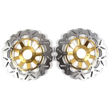 Imagem de 1 par de discos de freio dianteiros flutuantes de rotores compatíveis com Honda CBR1100XX 1999-2007, X1100 ELEVEN 2000-2003, CB1284 CB1300 2001-2002, peças de acessórios de motocicleta douradas