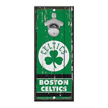 Imagem de WinCraft Abridor de garrafas NBA Boston Celtics 5x11 placa de madeira abridor de garrafa, cores da equipe, 12,7 x 28 cm