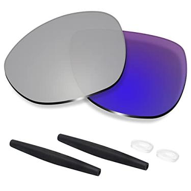Imagem de Betterun lentes de substituição polarizadas de policarbonato/kits de borracha para Oakley Crosshair New 2012, Silver Polarized - Polycarbonate Ar Coated, One Size