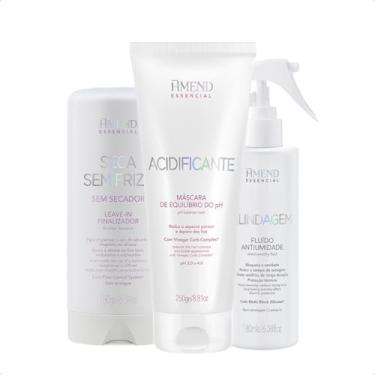 Imagem de Linha Amend Essencial - Cuidados para Cabelos Danificados: Máscara de Equilíbrio de pH, Seca Sem Frizz, Fluído Antiumidade