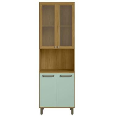 Imagem de Cristaleira Criare 4 Portas Poliman, Freijo e Menta