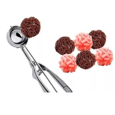 Imagem de Colher de Sorvete com Ejetor Inox 3,5cm Doces Brigadeiros - Kehome
