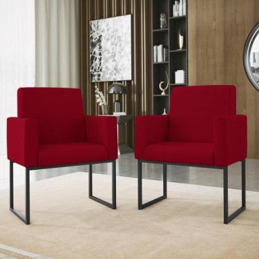 Imagem de Kit 02 Cadeiras Poltrona Decorativa Sala Quarto Base Preto - Balaqui D