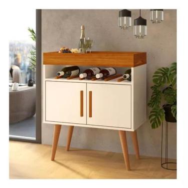 Imagem de Aparador Buffet Café Bar Drink 2 portas - Off White com Caramelo - OFE