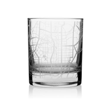 Imagem de Conjunto de 2 copos de uísque Changchun com mapa da cidade, copos rochosos, 25 ml, copos antiquados para beber uísque escocês, bourbon, coquetel, conhaque, vodca, gin, tequila, rum, licor de centeio