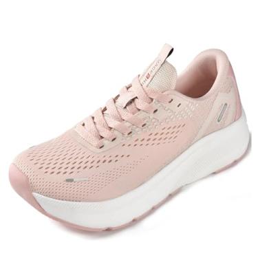 Imagem de JACKSHIBO Sapatos femininos com bico largo, suporte de arco, tênis para corrida, caminhada, atlético, ortopédico, fascite plantar, treino, com almofada grossa, sola de gota zero, rosa, 8 Wide