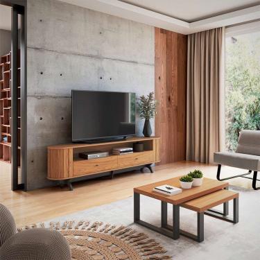 Imagem de Rack Desiré 2 gv Freijó e Preto 220 cm