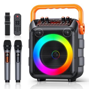 Imagem de Máquina de karaokê popomc Bluetooth com 2 microfones sem fio