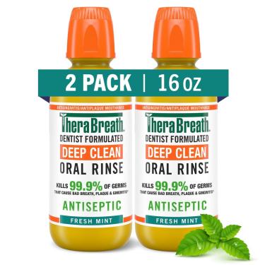 Imagem de Enxaguante bucal TheraBreath Deep Clean Antigengivite 480 ml (pacote com 2)