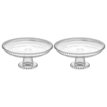 Imagem de Conjunto De Pratos Com Pé Para Bolos Docinhos Em Cristal Detalhe Pearl