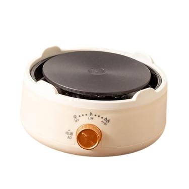 Imagem de IEUDNS Fogão elétrico, pequeno prato quente cozinhando compacto versátil fogão portátil para acampamento de doméstico cozinha externa interna, Bege Branco