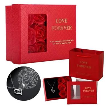 Imagem de Caixa Porta Jóias Presenteável Rosas Love Forever - Presentei com Amor