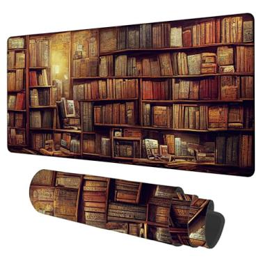 Imagem de NITAHHHY Tapete de mesa de jogos, grande, extra longo, retrô, mouse pad, teclado, laptop, antiderrapante, à prova d'água, com base de borracha, borda costurada grossa, tapete de mouse para escritório