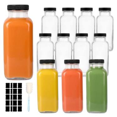 Imagem de Garrafas de bebida de vidro GUANENA Vintage Square 360ml (pacote com 1