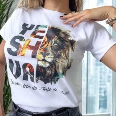 Imagem de Blusa T-shirt Moda Feminina Camiseta Evangélica Deus Algodão Baby Look