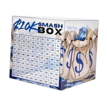 Imagem de ＫＬＫＣＭＳ Piggy Bank 10k Smash Box Birthday Gift PRÁTICA CAIXA de ECONSELHA de EVEMBRAÇÃO DO SMAT, Azul, 18cmx18cm