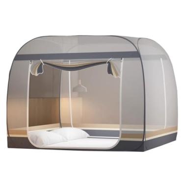 Imagem de Tenda de Mosquiteiro Dobrável de Poliéster Tenda Mosquiteira Pop Up com Fundo de Rede Rede Mosquiteiro de Três Portas para Cama Fácil de Armazenar