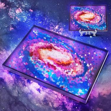 Imagem de Kit de arte de parede The Milky Way Galaxy 2200 peças micro mini blocos de montar (não é compatível com pintura de arte de parede Lego), decoração de galáxia de universo único, coleção de exibição