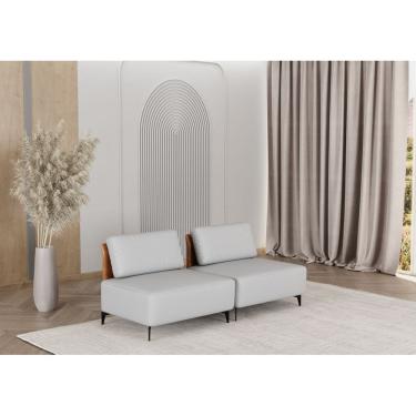 Imagem de Sofá Dream Box Moderno Modular 2,0m Cinza com Courino Terracota - Rede Móveis