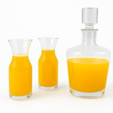 Imagem de Conjunto de jarra de bar Mimosa – Jarra de suco de 1 litro + 2 copos medidores – Vidro grosso para manter as bebidas frias – Feito nos EUA – Conjunto de champanhe e suco para brunch, chás de panela